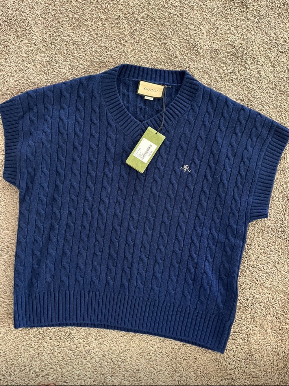 Gucci Navy Cashmere V-Neck Sweater Vest